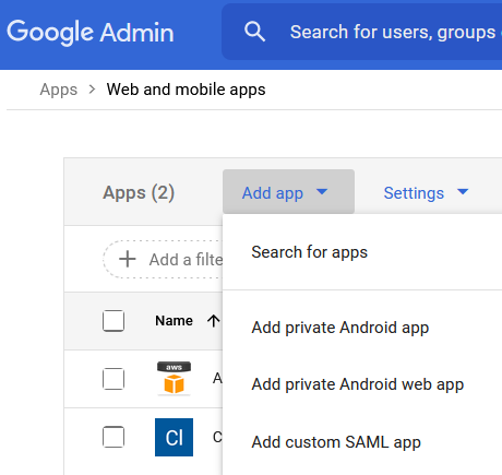 Add a SAML app