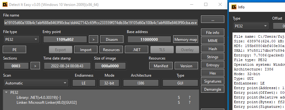 Detect It Easy identifies .NET